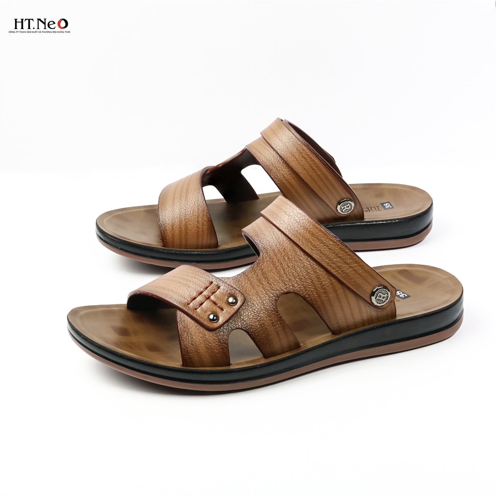 Sandal nam đế cao HT.NEO 100% da bò tự nhiên, kiểu dáng nổi bật, đế kếp 3,5cm quai da siêu bền SD95