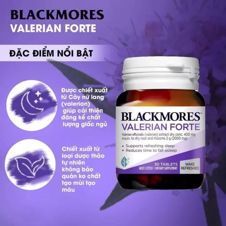 [Mẫu mới] Viên uống hỗ trợ giấc ngủ Blackmore Valerian Forte  30 viên chính hãng Úc