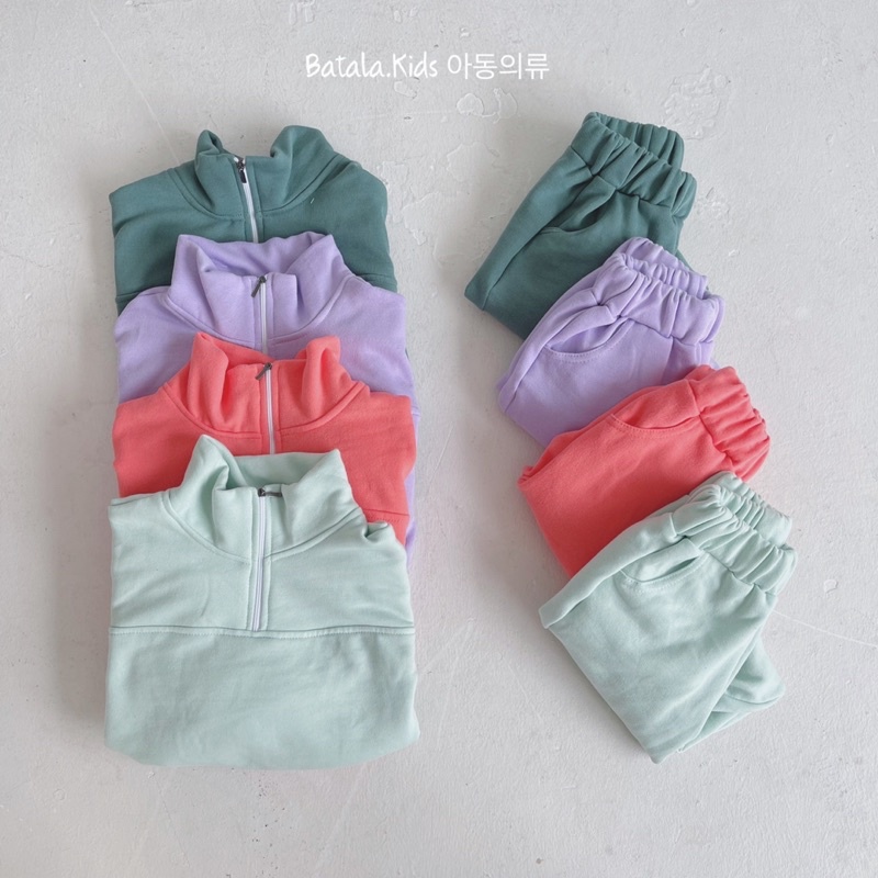 Bộ nỉ bông kéo khoá bé trai bé gái Batala kids, set nỉ hoodie khoá cổ trẻ em siêu ấm phong cách Hàn Quốc cho bé 10-23kg