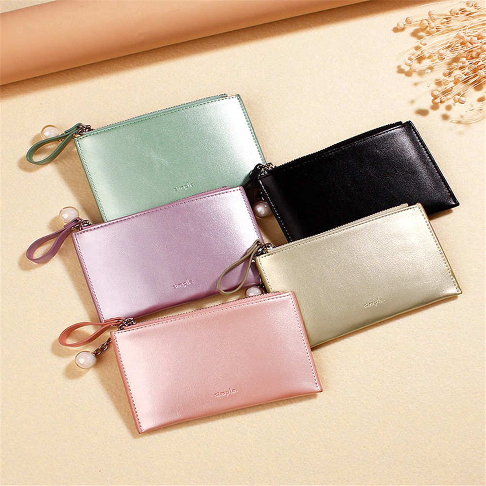 【sweet】1PC Fashion woman Wild Pearlescent Laser pu leather Purse Zipper Wallet Gifts