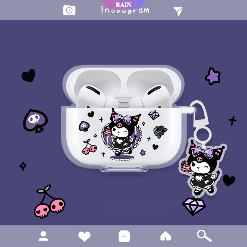 Vỏ Bảo Vệ Hộp Sạc Tai Nghe AirPods 1 2 3 Pro Bằng TPU Mềm Trong Suốt Hình Kuromi Dễ Thương