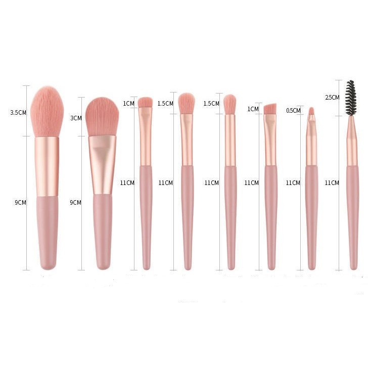 Cọ Trang Điểm Set 8 Cây Màu Trơn Matte Basic và Minimal Makeup Brush