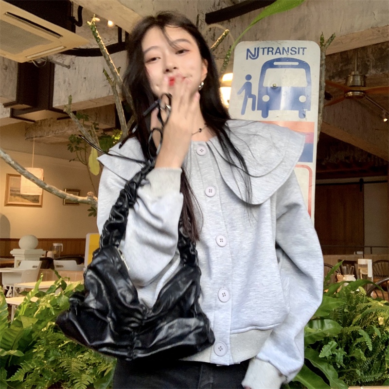 Áo khoác cardigan ZHELIHANGFEI tay dài cổ búp bê eo cao phong cách Nhật Bản ngọt ngào cho nữ