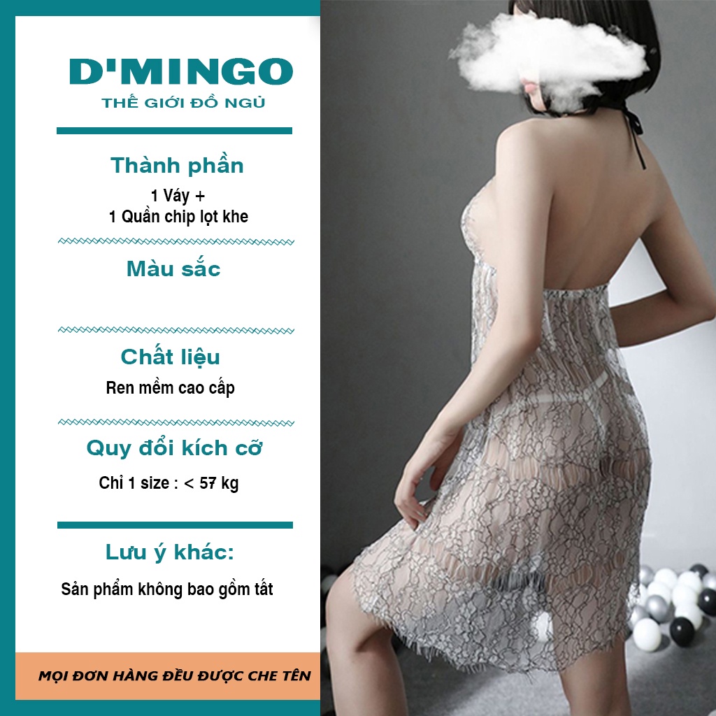 Váy ngủ sexy đầm ngủ gợi cảm đồ ngủ cosplay sẽy 2 dây ren  xuyên thấy VN18