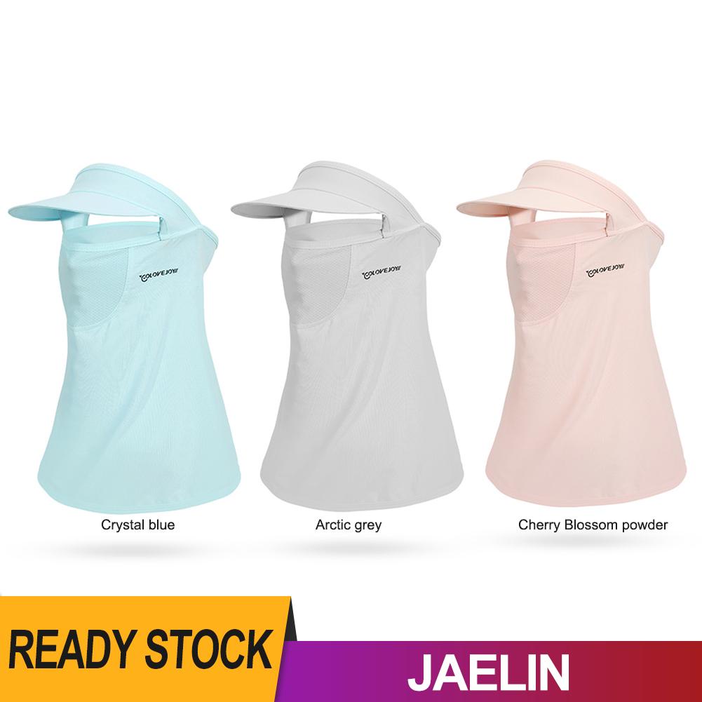 Mũ che nắng UV UPF 50+ có khẩu trang che mặt đeo cổ bằng lụa cho chơi thể thao ngoài trời