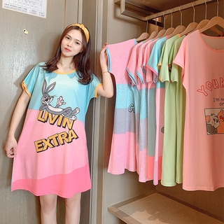 Đầm ngủ ngắn tay size lớn xinh xắn dành cho nữ / size m-3xl