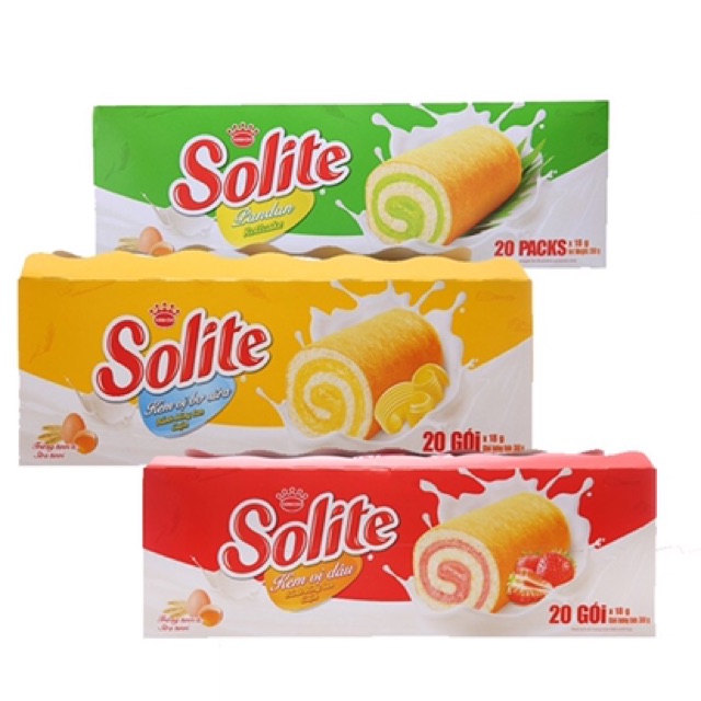 Bánh Bông Lan Cuộn Kem NHIỀU VỊ Solite hộp 360g