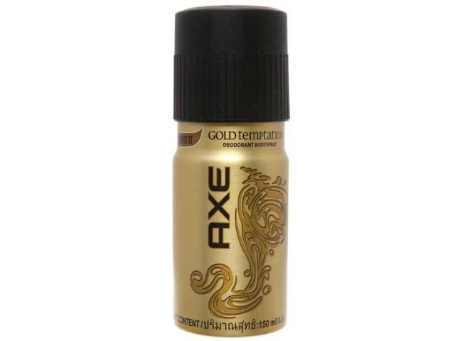 Xịt khử mùi AXE Gold Temptation hương gỗ chai 150ml Mầu Vàng