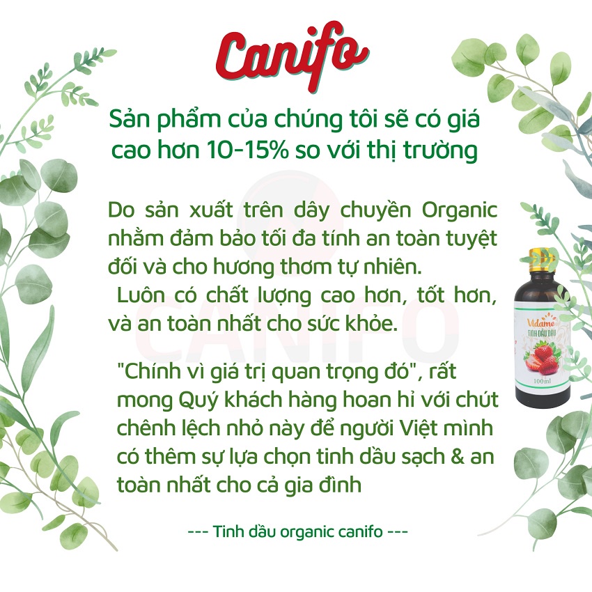 Tinh dầu nghệ treo xe ô tô Canifo nguyên chất - Hàng chính hãng, Lọ treo xe oto khủ mùi