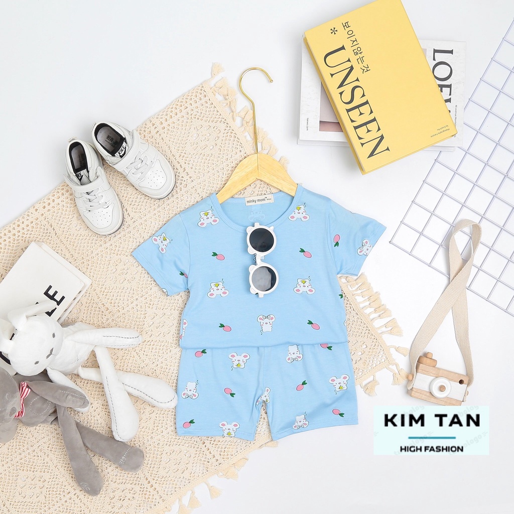 Bộ MINKY MOM Cộc Tay ⚡FREESHIP⚡ Chất Thun Lạnh Cho Bé Trai, Bé Gái Thoải Mái Thoáng Mát Ngày Hè