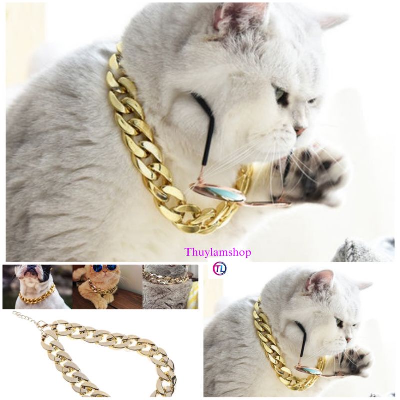 Vòng cổ dây xích cao cấp cho chó mèo có nhiều size