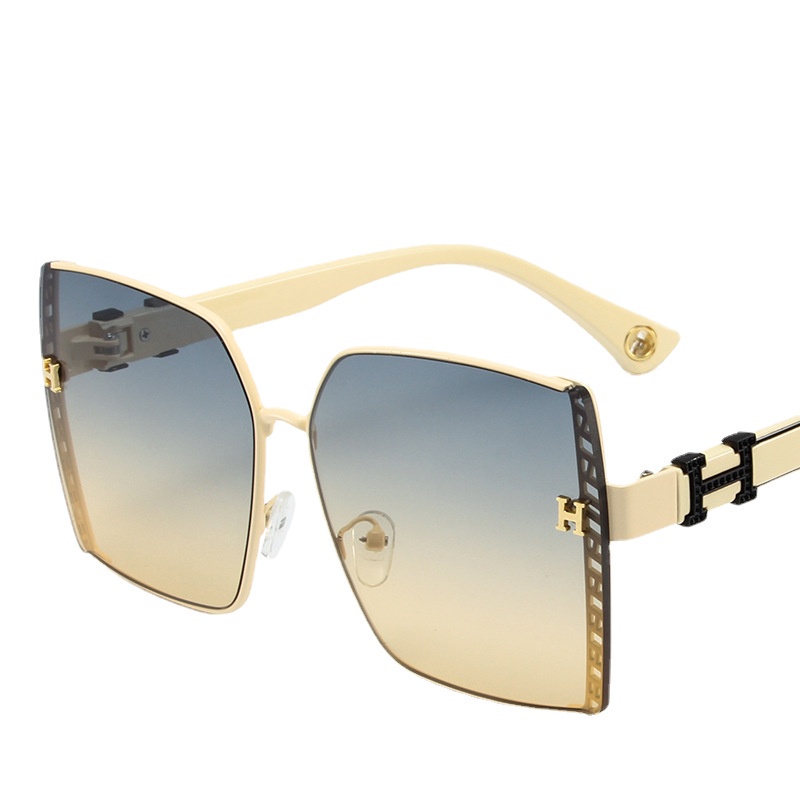 Kính Mát Gọng Vuông Cỡ Lớn Bằng Kim Loại Thời Trang Vintage Cho Nữ