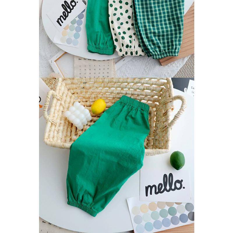 Quần short bloomers cotton linen kẻ sọc caro phong cách phương Tây Hàn Quốc chống muỗi mùa hè đi chơi ở nhà