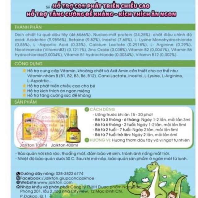 (Hàng chính hãng,Hàn Quốc) Jalkton - Siro cung cấp Vitamin và khoáng chất giúp trẻ cao khỏe (400ml)