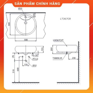 Chậu rửa đặt bàn Toto LT367CR