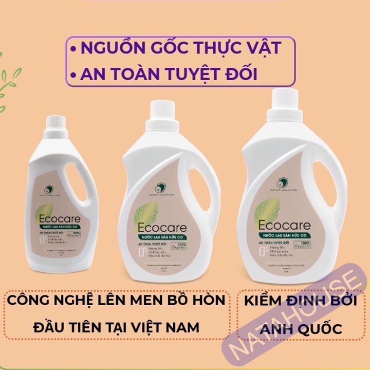 Nước Lau Sàn Hữu Cơ Ecocare 1 LÍT tinh dầu Sả chanh, đuổi muỗi, chống trơn, an toàn cho trẻ NATAHOUSE