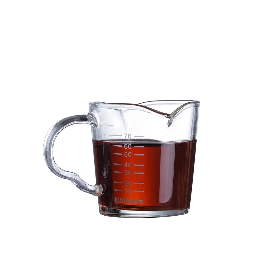 Ly thủy tinh chia vạch vòi rót đôi 70ml