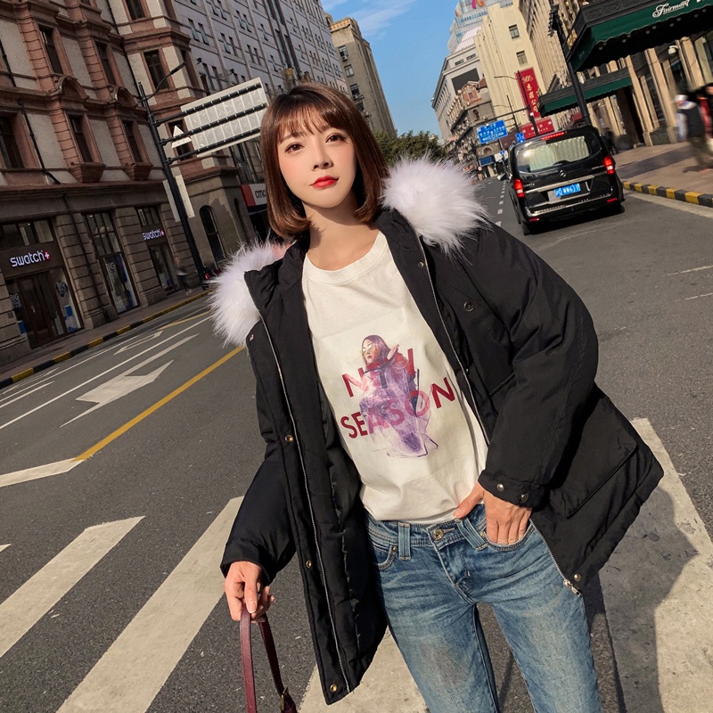 Áo phao nữ đại hàn có lớp lót ấm mũ lông dày dặn Quảng châu chất đẹp YAP1 | BigBuy360 - bigbuy360.vn