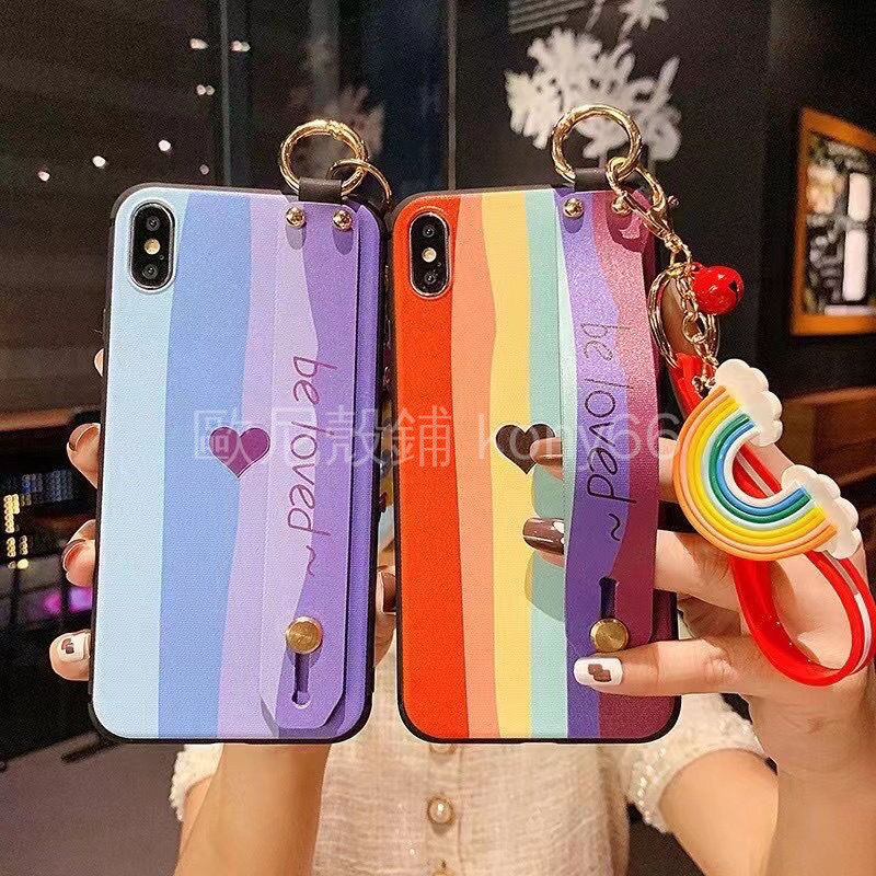 Ốp Điện Thoại Mềm Chống Rơi Họa Tiết Cầu Vồng Có Dây Đeo Cho Oppo Ax5S Ax7 R9S R11S R9 Plus R17 R15 Pro | BigBuy360 - bigbuy360.vn