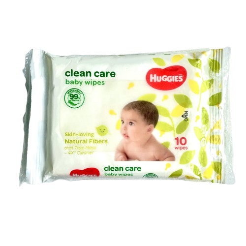 ( Giá Rẻ) Khăn Ướt Em Bé Huggies Clean Care Bỏ Túi Nhỏ Tiện Dụng Cho Mẹ Và Bé 10 Miếng Không Mùi, Không Cồn Dày, Nhỏ Gọn