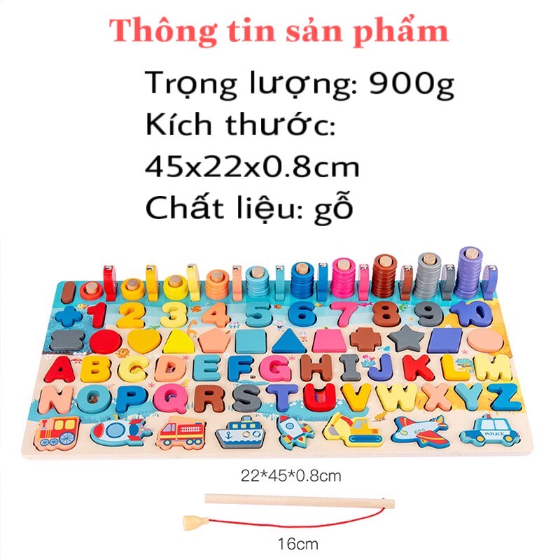 Bộ đồ chơi thông minh cho bé Tubitoys 6 in 1 xếp hình câu cá học chữ số cao cấp