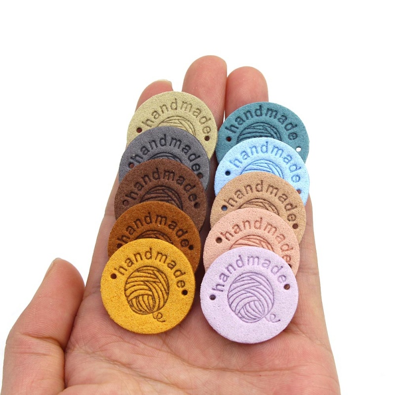 Set 50 Nhãn Da Hình Tròn Dùng Để Trang Trí Quần Áo / Mũ Dệt Kim Cho Bé