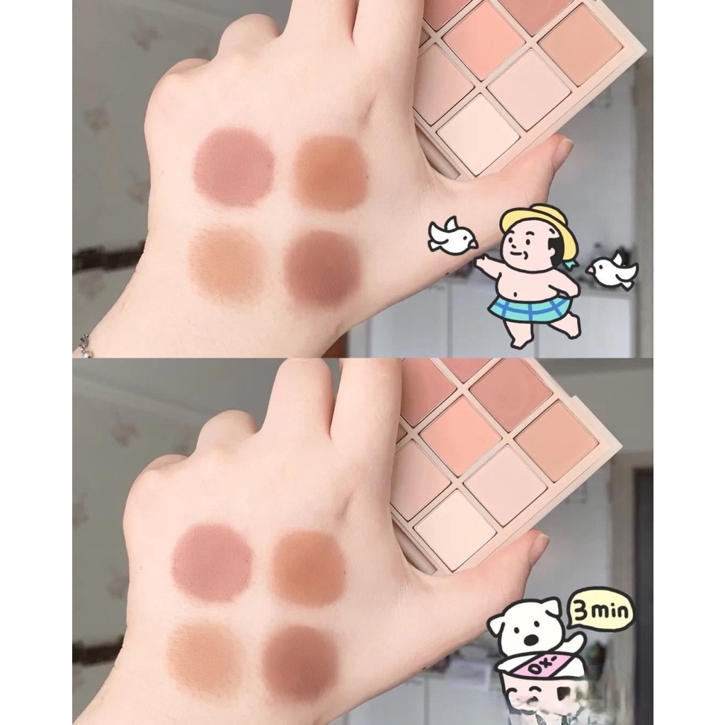 Bảng Phấn Mắt 9 Màu Sắc Trang Điểm nude Tự Nhiên