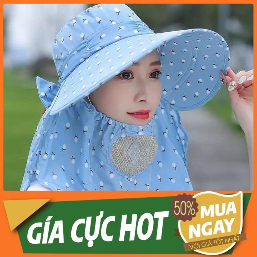 MŨ CHỐNG NẮNG - CHỐNG TIA UV KÈM KHẨU TRANG THÔNG HƠI ĐA NĂNG