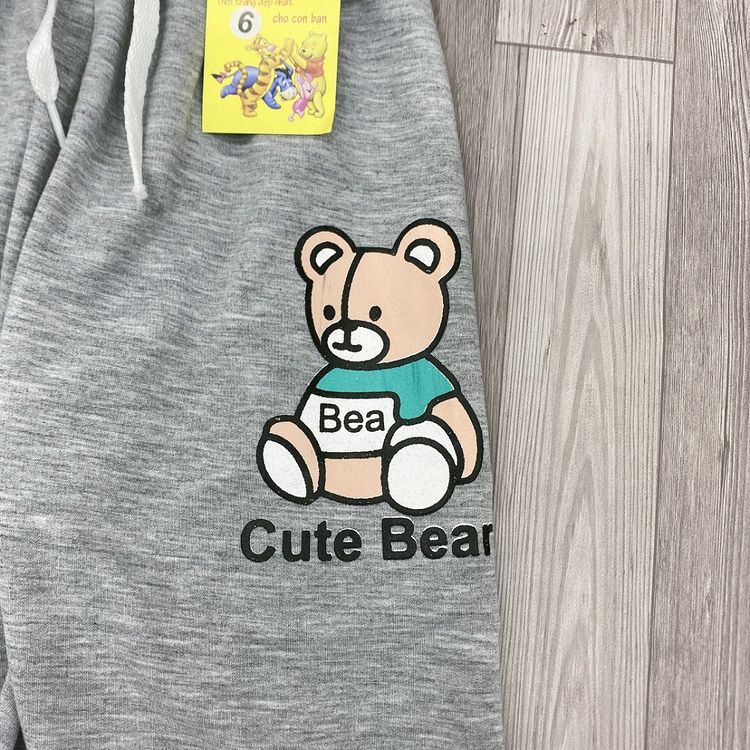 Quần dài thu đông bé trai &quot;GẤU&quot; 14-45kg. Quần nỉ da cá ấm áp cho bé 4-14 tuổi. Hàng may kỹ. B40