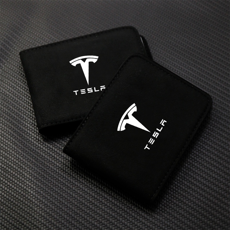 1 Túi Da Đen Đựng Bằng Lái Xe Hơi Tesla Model 3 X Y