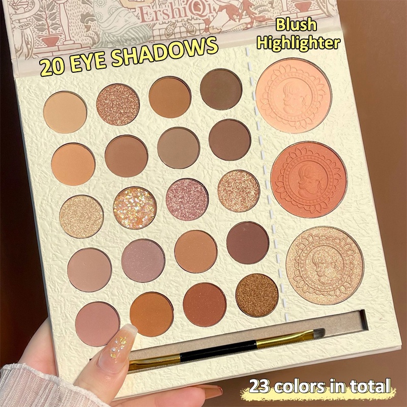 Bảng phấn mắt SUAKE 23 màu tông lì và nhũ kèm cọ trang điểm