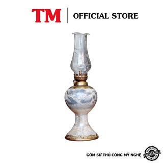 Đèn thờ dầu Xưởng Gốm TM Bát Tràng Men Rạn Dáng Chân Váy TẶNG Kèm Chụp Đèn