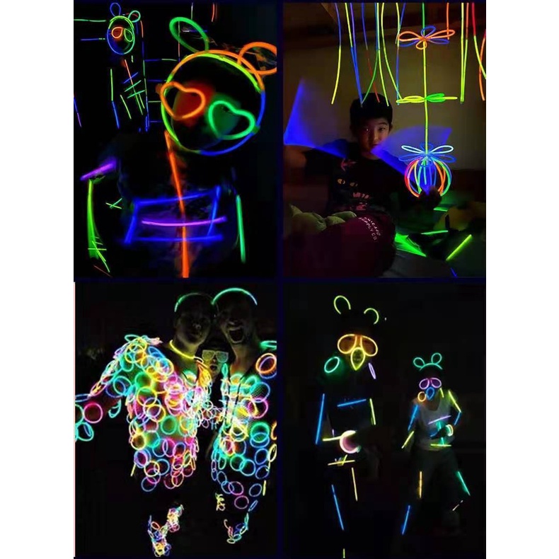 Set 50 thanh phát sáng trong bóng tối 7 màu và đầu nối cho mắt kính vòng cổ/ vòng đeo tay/ mắt kính/ vòng tay cho trẻ em