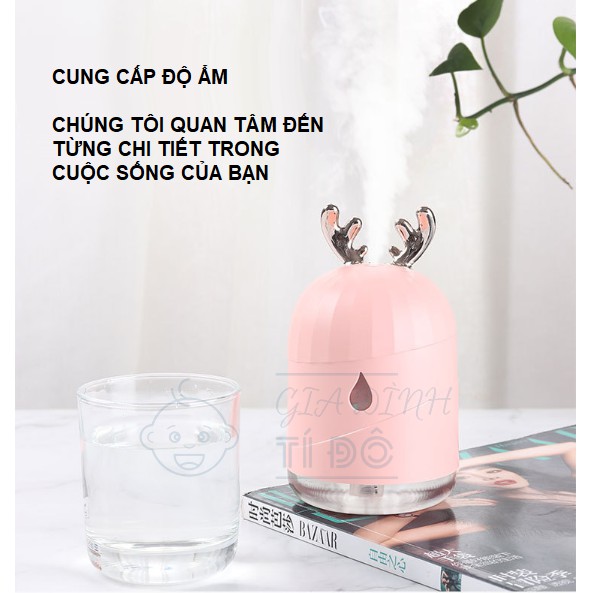 Máy Phun Sương Tạo Độ Ẩm Thế Hệ Mới Dung Tích 220ml Kết Hợp Với Đèn Ngủ Led Đổi Màu Siêu Đẹp Phù Hợp Nhà,Văn Phòng