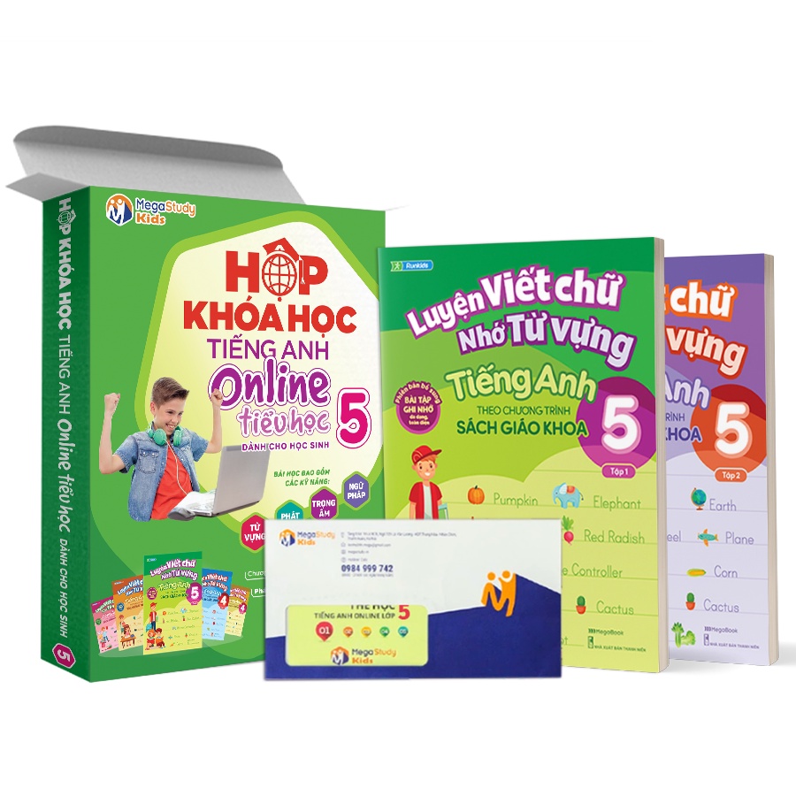 Hộp Khóa Học Tiếng Anh Online Chuẩn Sách Giáo Khoa Tại Nhà Megastudy Lớp 5 (Tặng Kèm 2 Cuốn Luyện Viết)