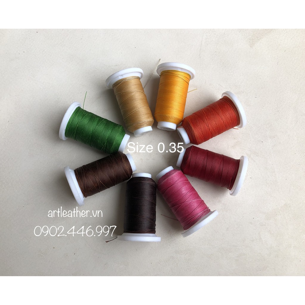 Chỉ sáp may da màu vàng kem size 0.35, 0.45, 0.55