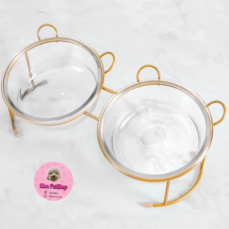 [Hot] Bát ăn chống gù thuỷ tinh cao cấp cho thú cưng