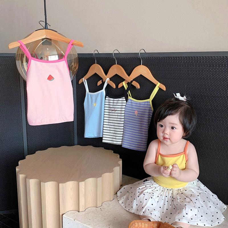 Áo Hai Dây Se7En Tay Ngắn In Họa Tiết Hoạt Hình Phong Cách Hàn Quốc Thời Trang Mùa Hè Cho Bé Gái