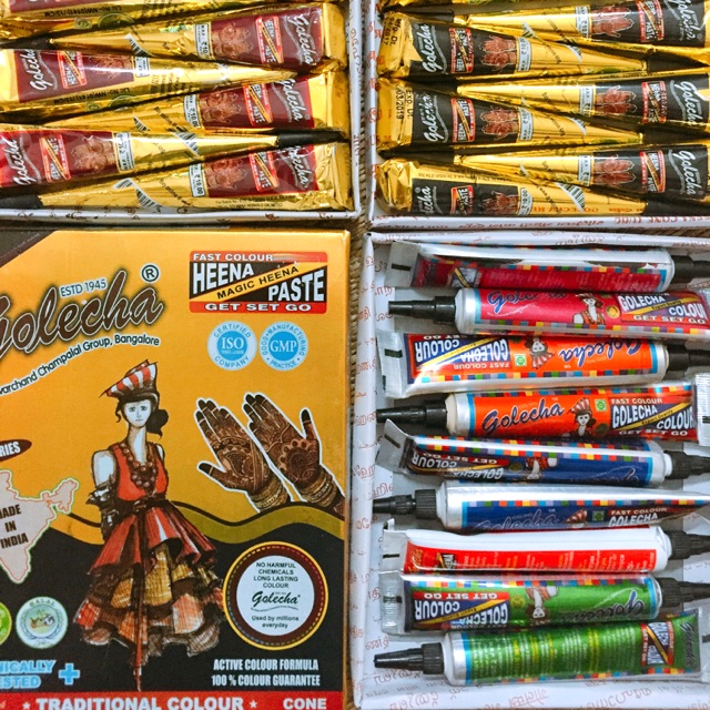 Màu henna Ấn Độ vẽ hình xăm nghệ thuật tạm thời (Màu Đen/Đỏ/Nâu)