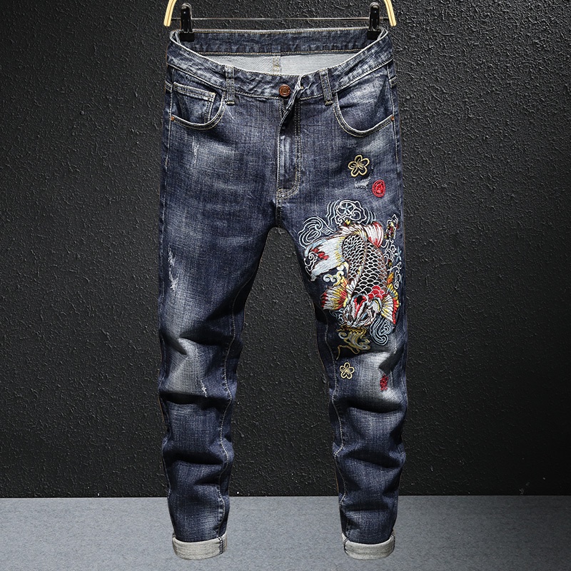 Quần jeans Dài Thêu Họa Tiết Cá Tính Dành Cho Nam