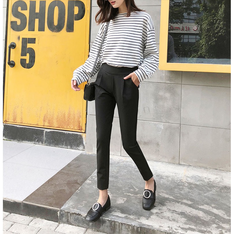 Quần baggy nữ cạp cao lưng chun [SIÊU SALE] khóa sườn chất vải tuyết mưa cực thoải mái