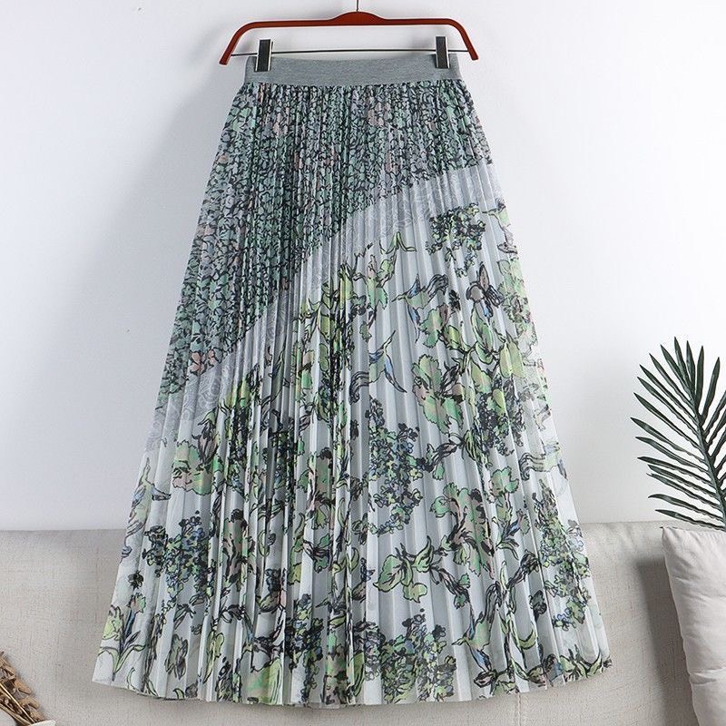 Chân Váy Họa Tiết Hoa Xếp Ly Dài | Smide Clothing