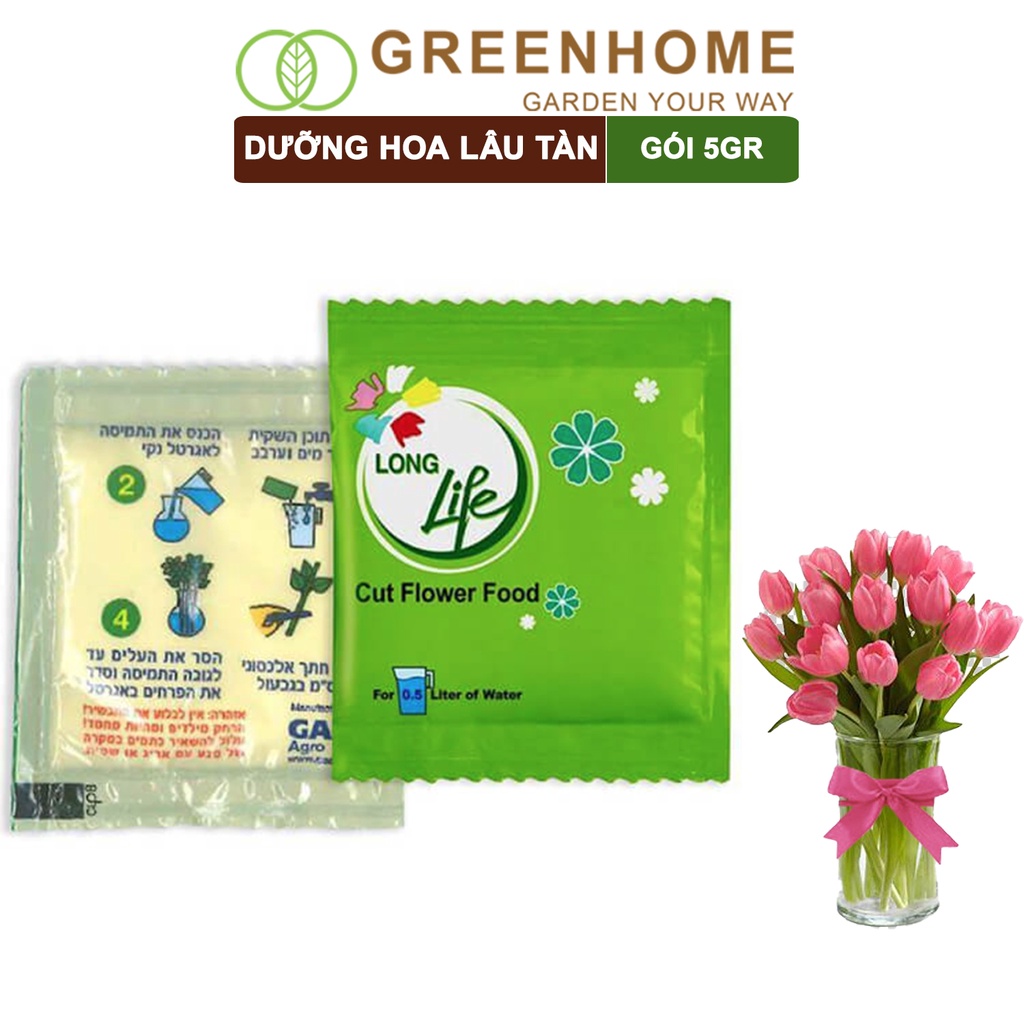 Dưỡng hoa lâu tàn Long Life, gói 5gr, hoa tươi lâu, nở bông to, không bị hôi nước |Greenhome