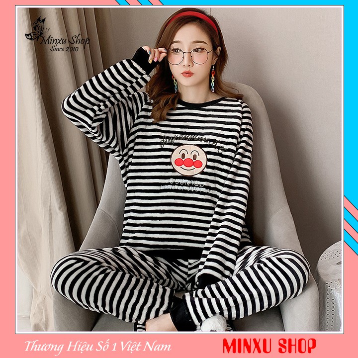 Bộ ngủ, bộ mặc nhà băng lông màu đông siêu mềm mại, ấm áp, dễ thương