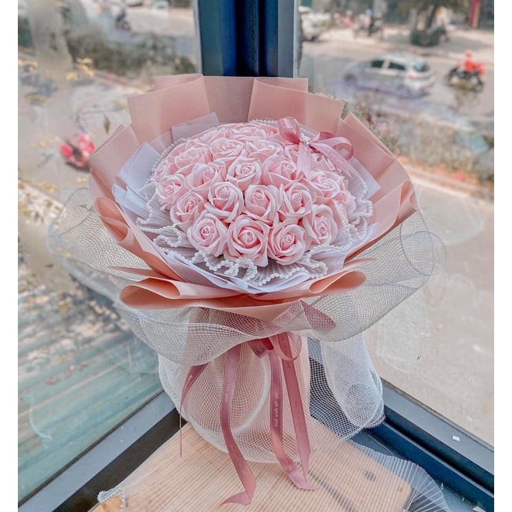 Quà sinh nhật- bó hoa hồng sáp 35 bông siêu xinh