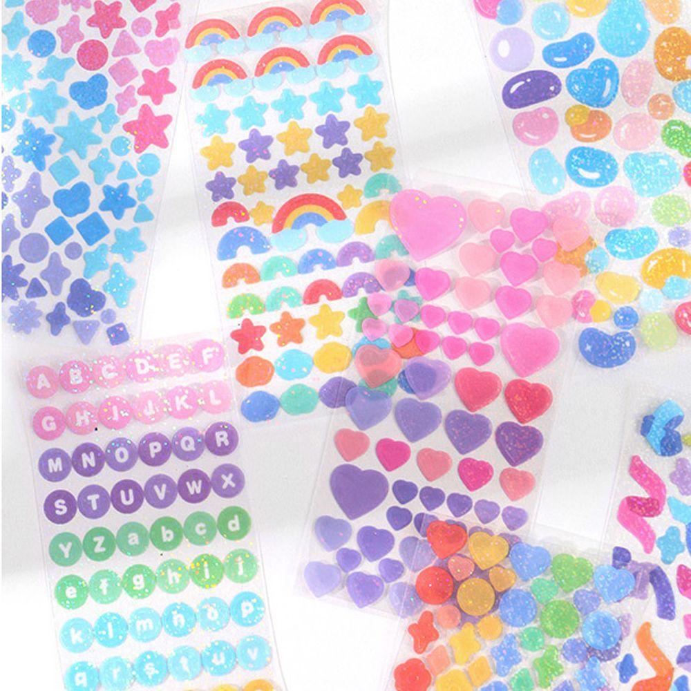 Miếng Dán Trang Trí Họa Tiết Hoạt Hình Chữ Số Màu Laser Lấp Lánh Thời Trang