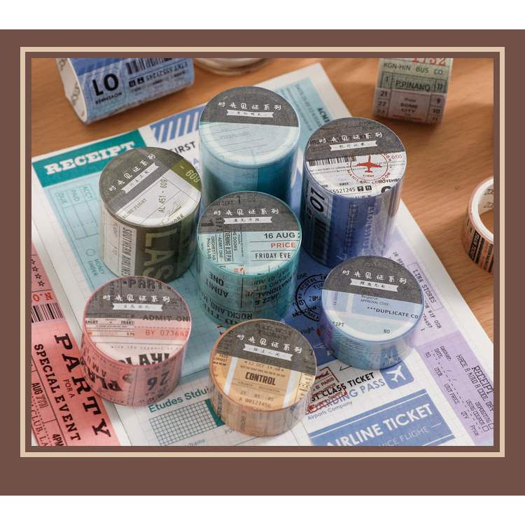 Cuộn washi tape Zaomo Time testimony băng keo retro trang trí sổ tay | BSW098