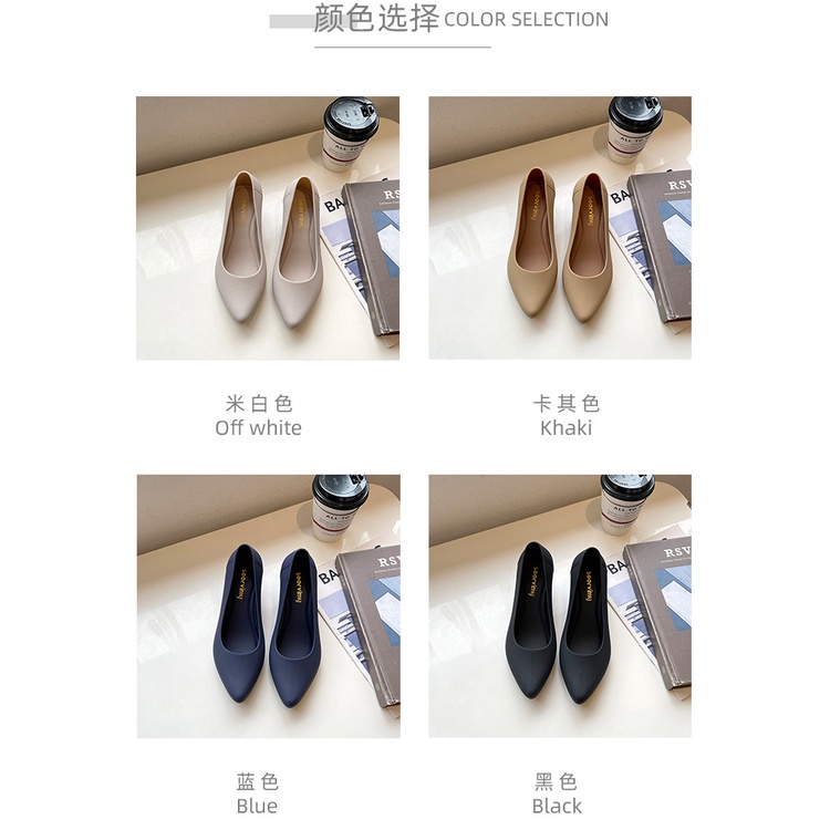Giày cao su mềm đế xuồng mũi nhọn chống nước thời trang đi biển cho nữ