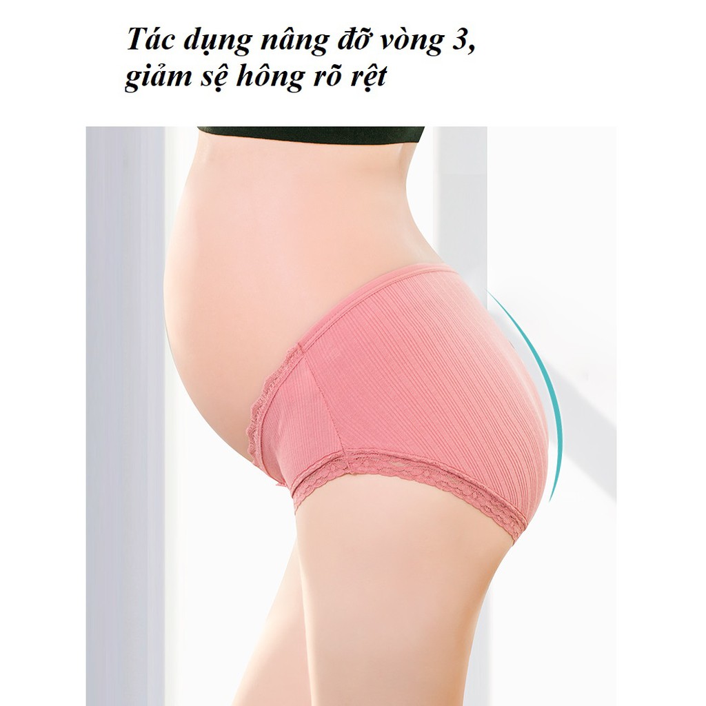[Freeship Xtra] Quần bầu quần lót bầu cạp chéo cotton phối ren cao cấp co dãn 4 chiều thoải mái dễ chịu