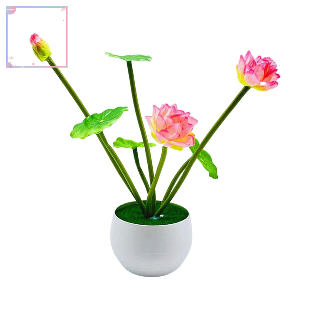 Chậu Hoa Sen Nhân Tạo Màu Sắc Tươi Sáng Dùng Trang Trí Nhà Cửa